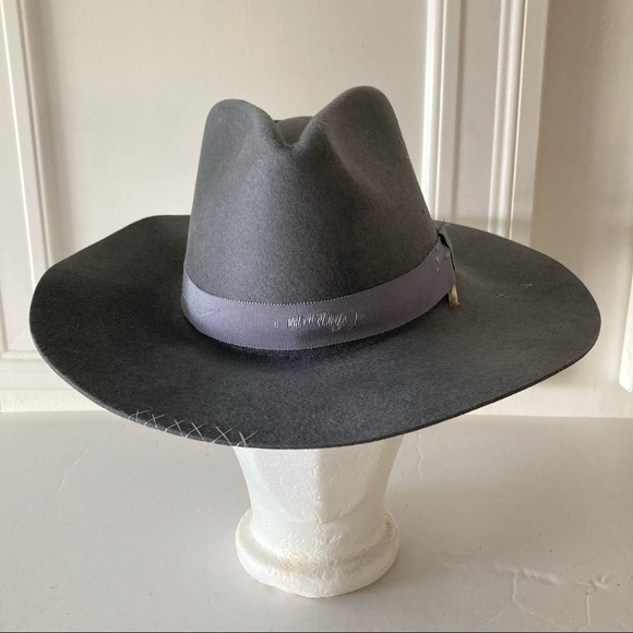 NWT Lovely Bird Malibu x Free People Gray Embroidered Distressed Wool Hat Sz S - Picture 4 of 12